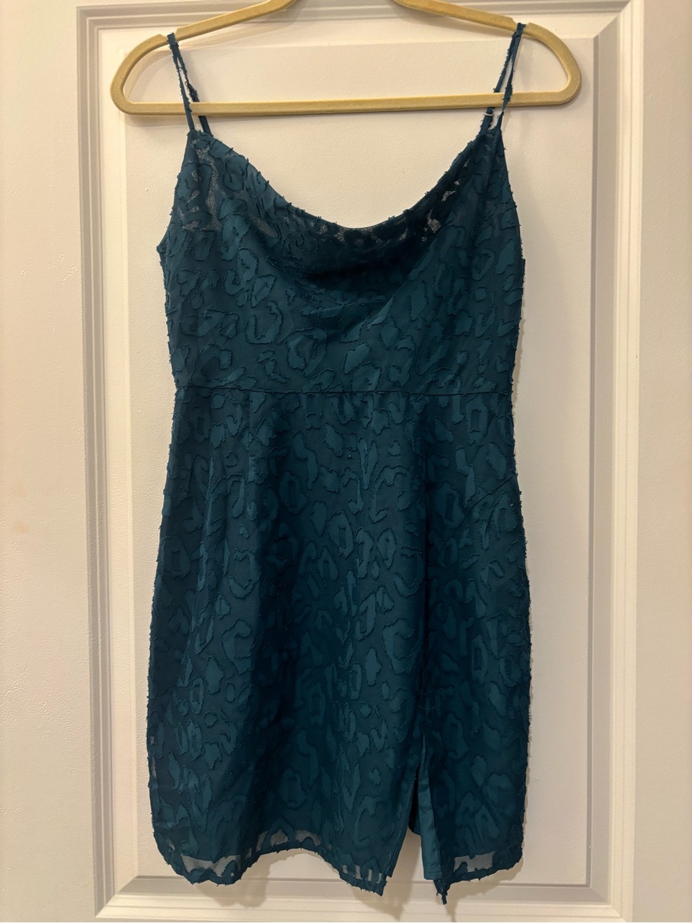 Forever 21 Teal Lace-Effect Cowl Mini Dress